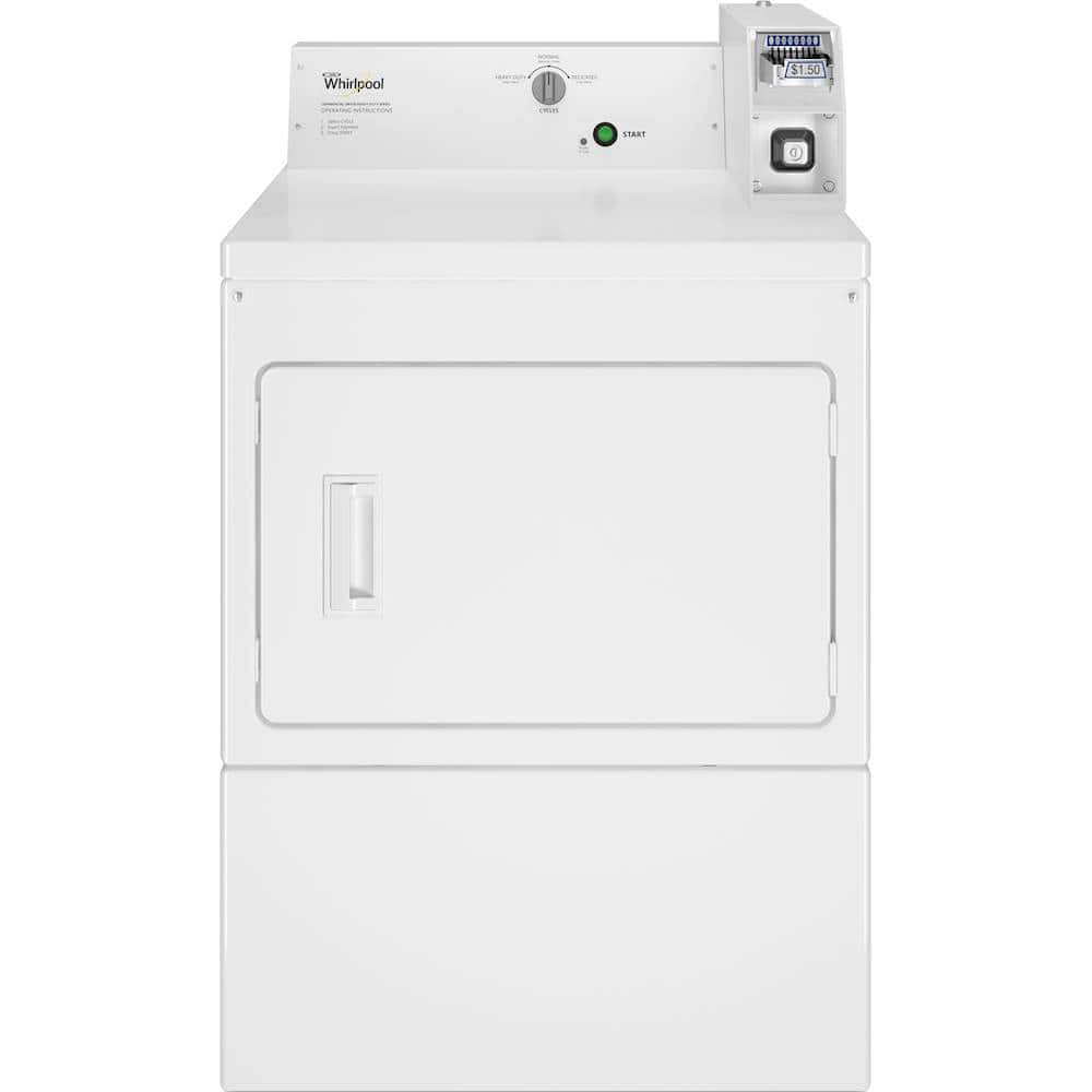 Whirlpool - 7.4 Cu. Ft. Commercial Electric Dryer with Coin Slide - White