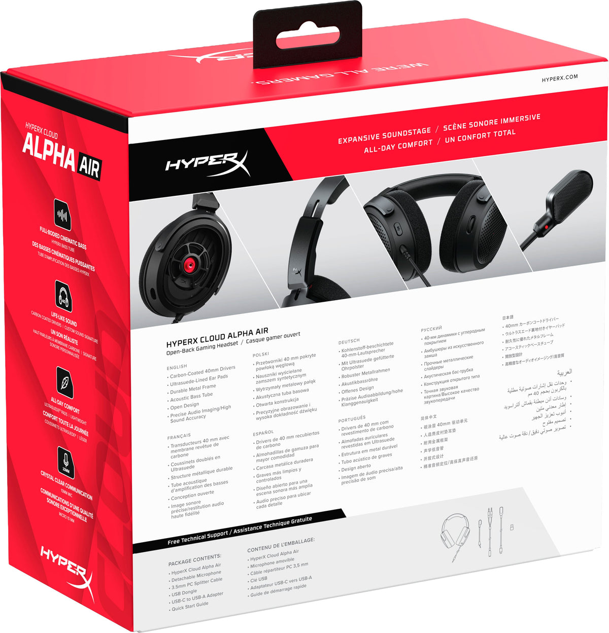 HyperX - Cloud Alpha Air Wired Open-Back Gaming Headset for PC, PS5, PS4, Xbox X|S, Nintendo Switch, Mac, and Mobile - Black