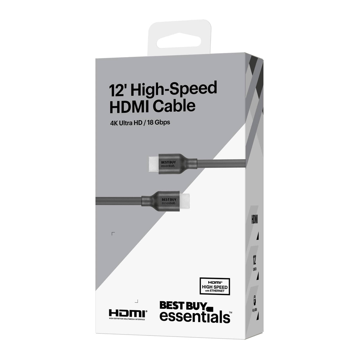 Best Buy essentials™ - 12' 4K Ultra HD HDMI Cable - Black