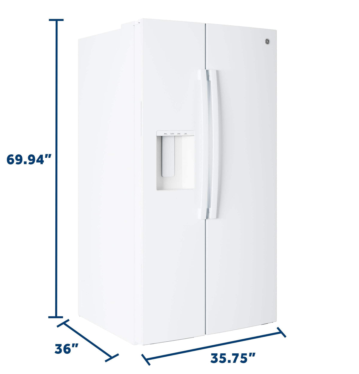 GE - 36 in. Wide ENERGY STAR 27.9 Cu. Ft. Side-By-Side Refrigerator with Extra Tall Dispenser and In-Door Icemaker - Stainless Steel