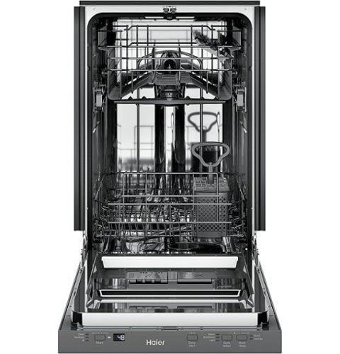 Haier - 18" Compact Front Control Smart Built-In Stainless Steel Tub Dishwasher with 3-Level Wash and 47 dBA - Stainless Steel