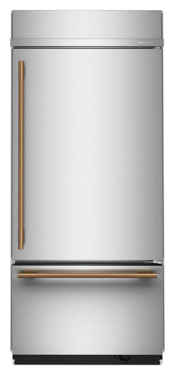 KitchenAid - 36 in. Wide 20.8 cu. ft. Built-In Bottom Mount Refrigerator with Platinum Interior - Stainless Steel