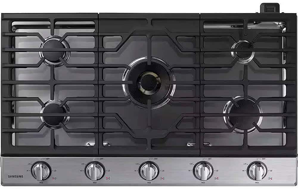 Samsung - 36" Built-In Gas Cooktop with WiFi and Dual Power Brass Burner - Stainless Steel