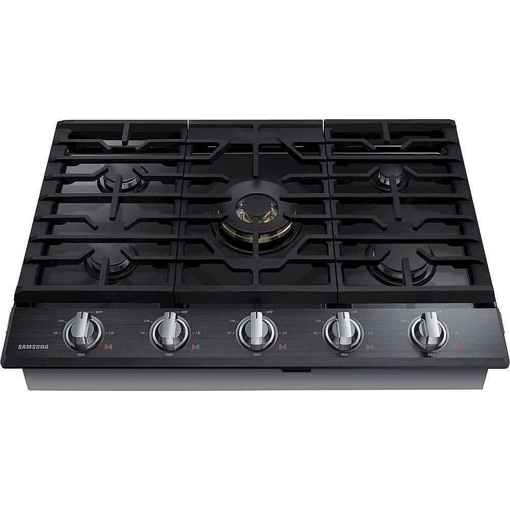 Samsung - 30" Built-In Gas Cooktop with WiFi and Dual Power Brass Burner - Black Stainless Steel
