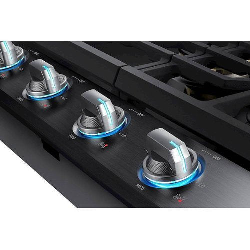 Samsung - 30" Built-In Gas Cooktop with WiFi and Dual Power Brass Burner - Black Stainless Steel