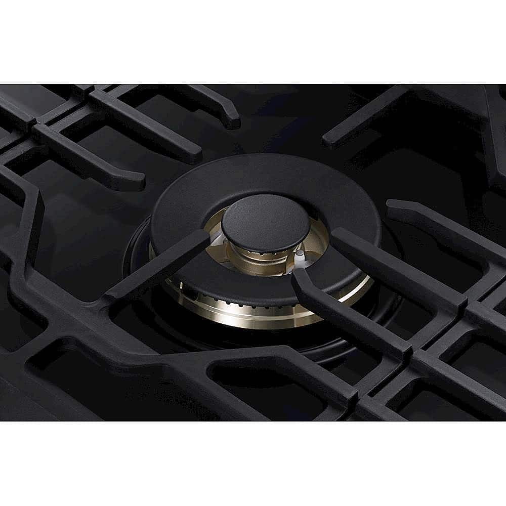 Samsung - 30" Built-In Gas Cooktop with WiFi and Dual Power Brass Burner - Black Stainless Steel