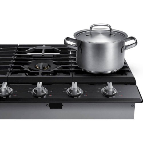 Samsung - 30" Built-In Gas Cooktop with WiFi and Dual Power Brass Burner - Black Stainless Steel