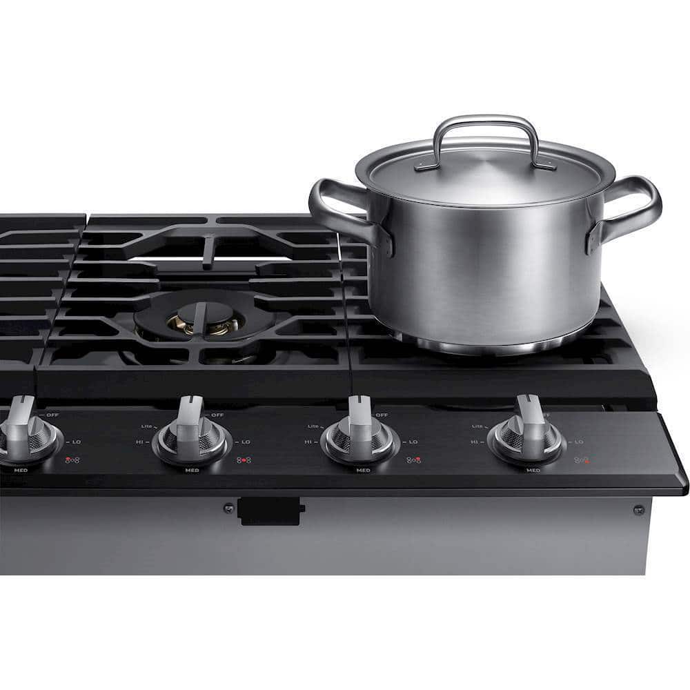 Samsung - 30" Built-In Gas Cooktop with WiFi and Dual Power Brass Burner - Black Stainless Steel