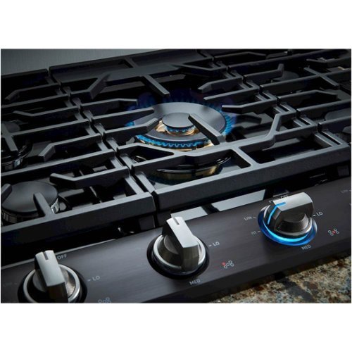 Samsung - 30" Built-In Gas Cooktop with WiFi and Dual Power Brass Burner - Black Stainless Steel