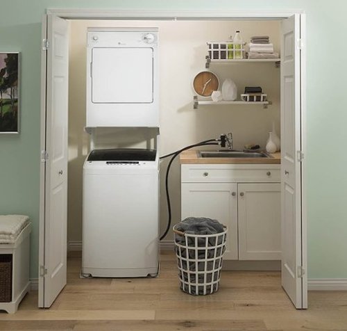 GE - 2.8 Cu. Ft. High-Efficiency Top Load Portable Washer with Stainless Steel Basket and 8 Wash Cycles - White/Black