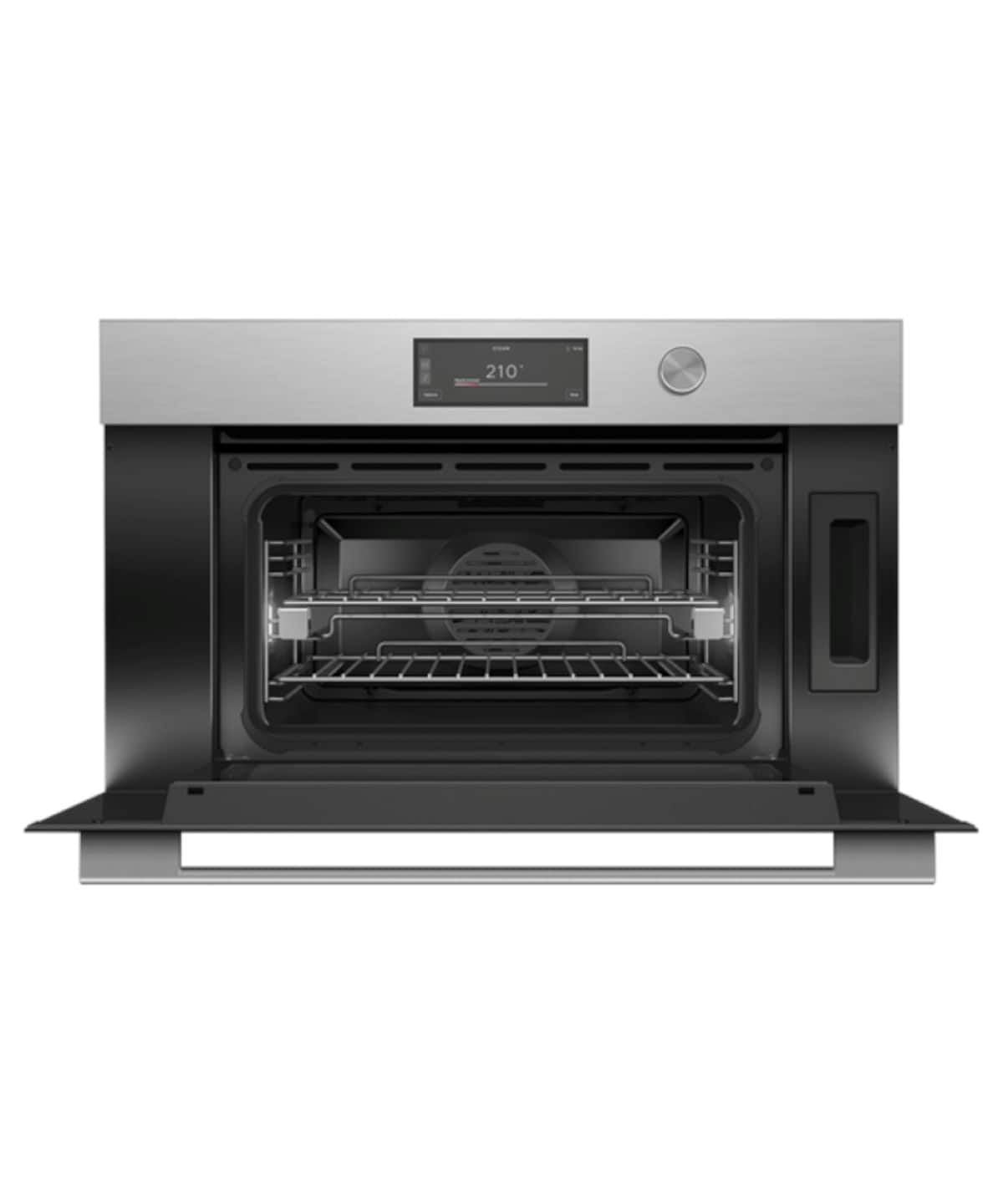 Fisher & Paykel - 30"1.9 Cu. Ft. Single Convection Combination Steam Oven, 6.8" Contemporary - Brushed Silver
