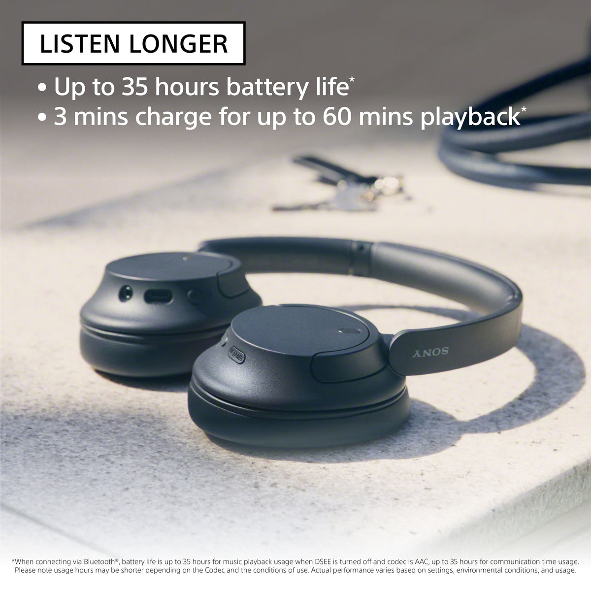 Sony - WHCH720N Wireless Noise Cancelling Headphones - Black