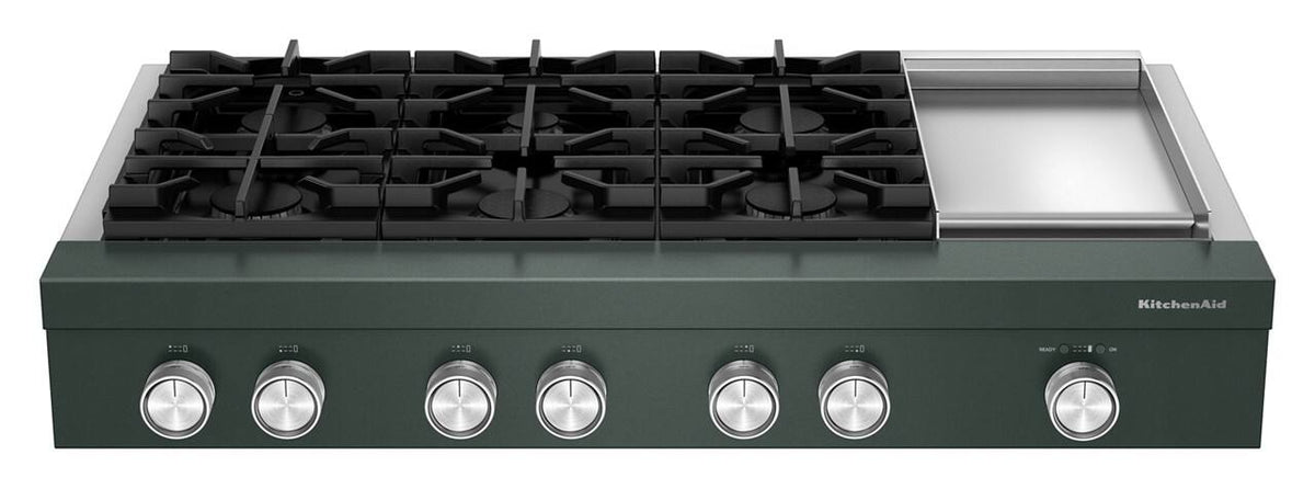 KitchenAid 48-inch 6-Burner Gas Commercial-Style Rangetop with Griddle - Juniper