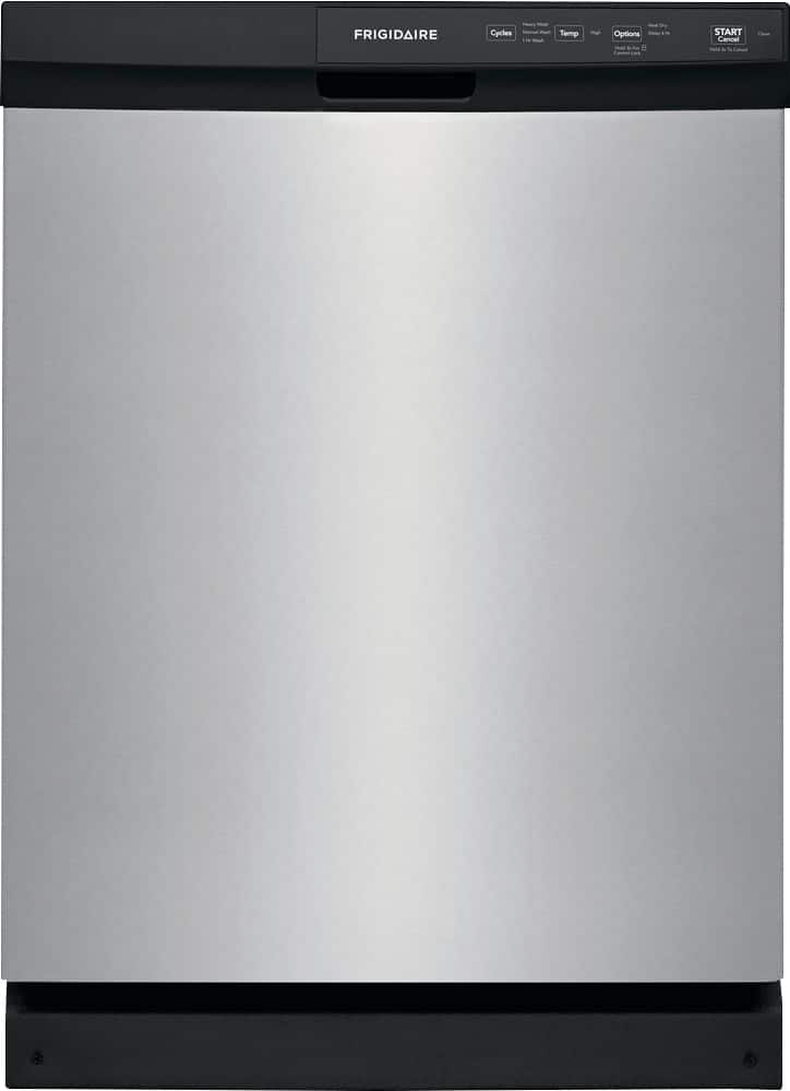 Frigidaire - 24" Front Control Built-In Dishwasher with 3-Cycles, 55 dBA - Stainless Steel