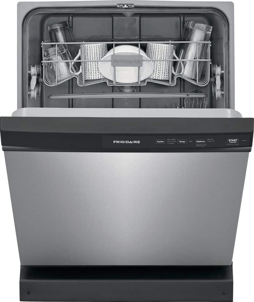 Frigidaire - 24" Front Control Built-In Dishwasher with 3-Cycles, 55 dBA - Stainless Steel