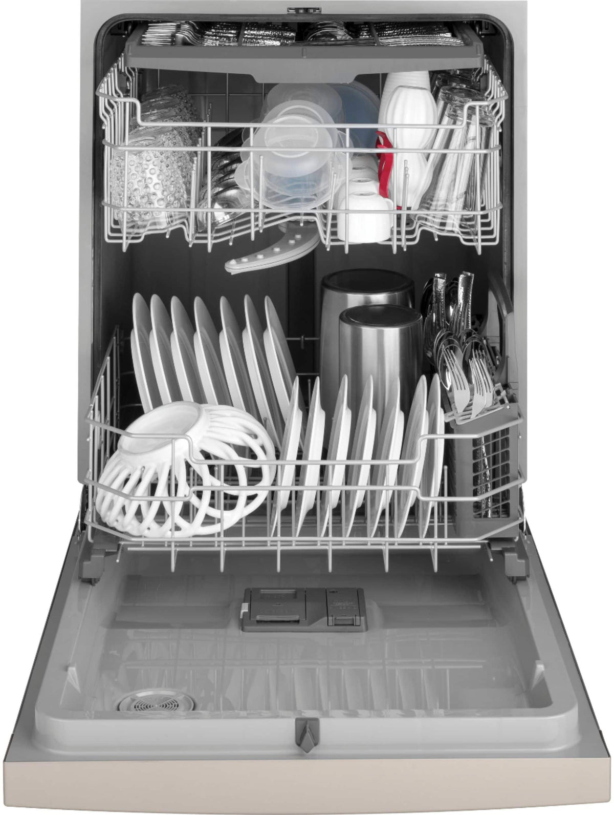 GE - Front Control Built-In Dishwasher with 3rd Rack, Dry Boost, and 50 dBA - Stainless Steel