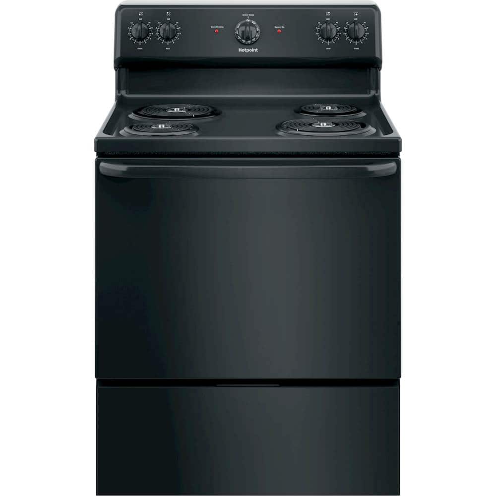 Hotpoint - 30 in. Wide 4 Elements 5.0 Cu. Ft. Freestanding Electric Range with Porcelain Upswept Cooktop - Black