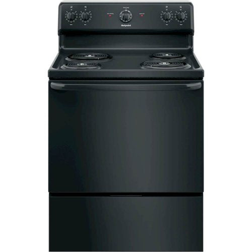 Hotpoint - 30 in. Wide 4 Elements 5.0 Cu. Ft. Freestanding Electric Range with Porcelain Upswept Cooktop - Black