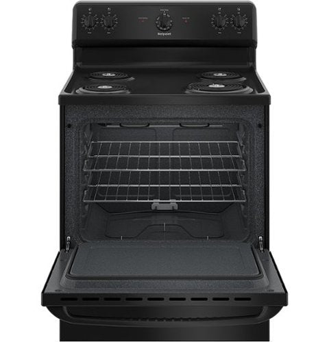 Hotpoint - 30 in. Wide 4 Elements 5.0 Cu. Ft. Freestanding Electric Range with Porcelain Upswept Cooktop - Black