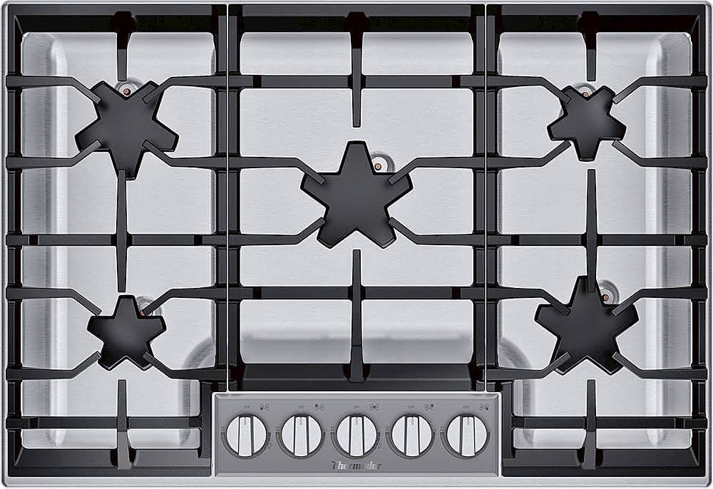 Thermador - Masterpiece 30" Built-In Gas Cooktop with 5 Pedestal Star Burners and ExtraLow Select and LP Conversion - Stainless Steel