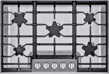 Thermador - Masterpiece 30" Built-In Gas Cooktop with 5 Pedestal Star Burners and ExtraLow Select and LP Conversion - Stainless Steel