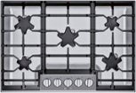 Thermador - Masterpiece 30" Built-In Gas Cooktop with 5 Pedestal Star Burners and ExtraLow Select and LP Conversion - Stainless Steel