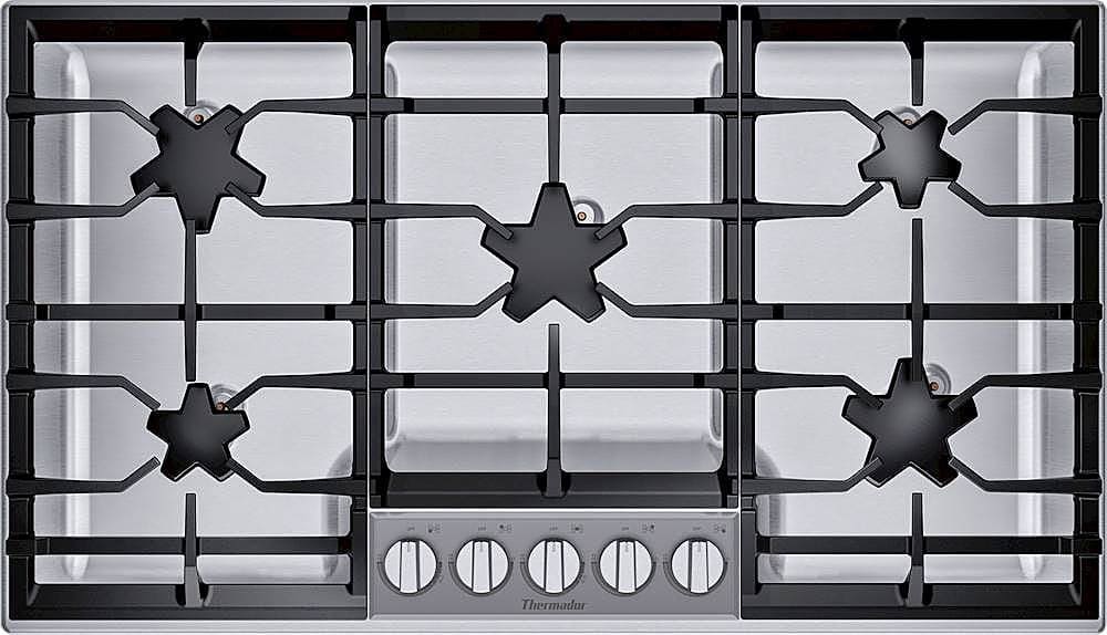 Thermador - Masterpiece 36" Built-In Gas Cooktop with 5 Pedestal Star Burners and ExtraLow Slect and LP Conversion - Stainless Steel
