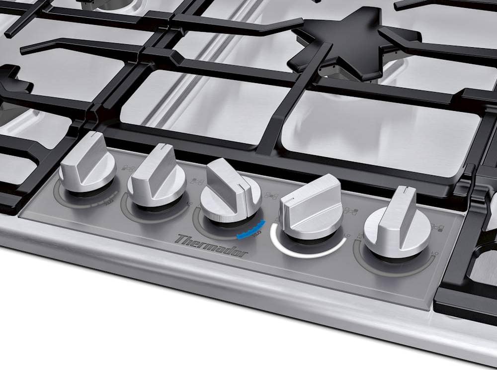 Thermador - Masterpiece 36" Built-In Gas Cooktop with 5 Pedestal Star Burners and ExtraLow Slect and LP Conversion - Stainless Steel