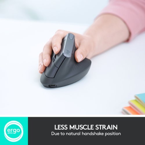 Logitech - MX Vertical Advanced Wireless Optical Ergonomic Mouse with USB and Bluetooth Connection - Wireless - Graphite