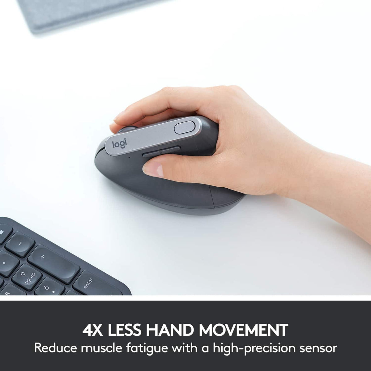 Logitech - MX Vertical Advanced Wireless Optical Ergonomic Mouse with USB and Bluetooth Connection - Wireless - Graphite