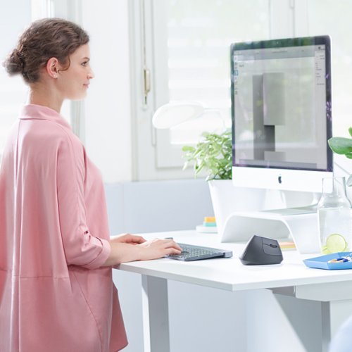 Logitech - MX Vertical Advanced Wireless Optical Ergonomic Mouse with USB and Bluetooth Connection - Wireless - Graphite