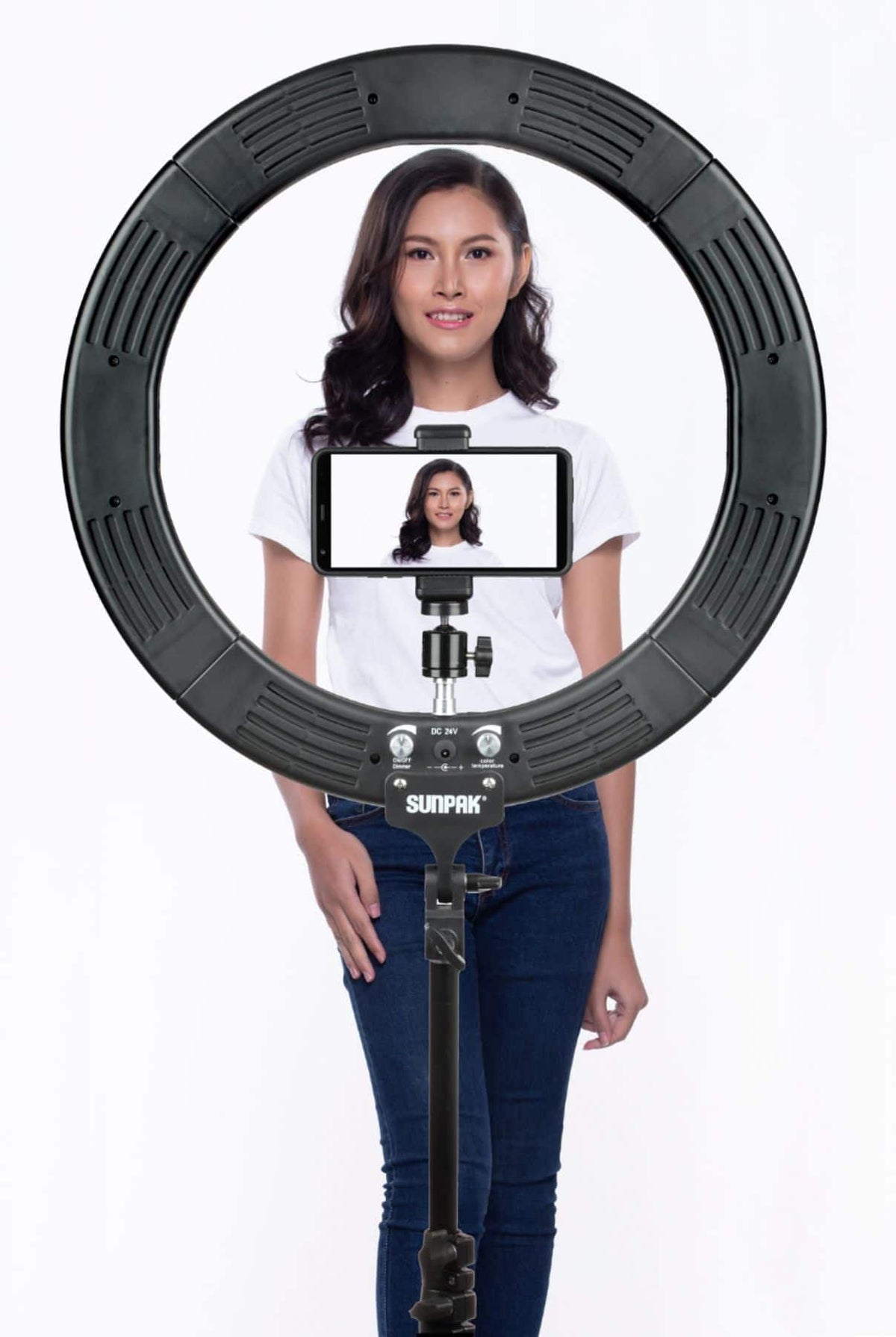 Sunpak - LED 448 19" Bi-Color Ring Light Kit - Black