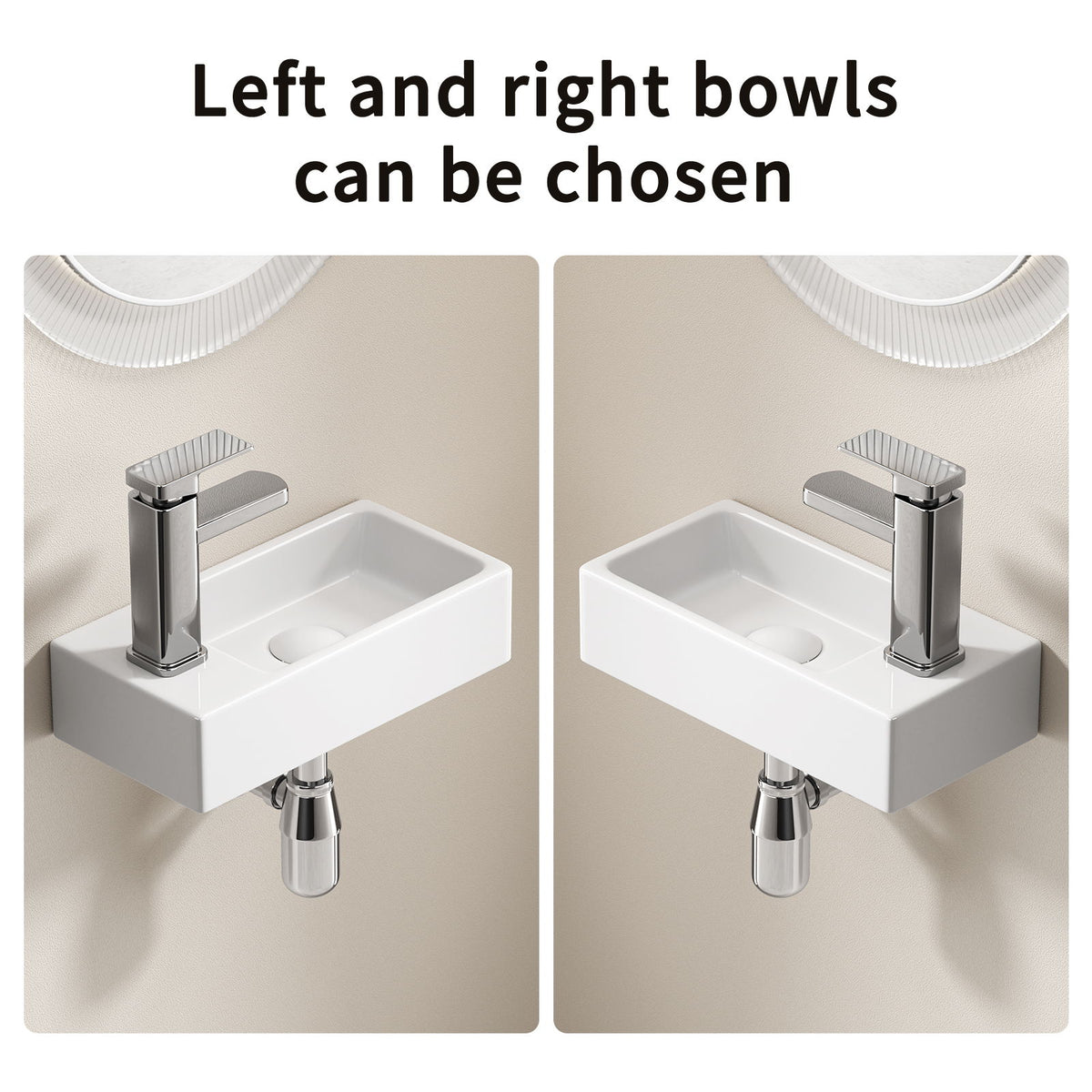 Lavabo de pared con grifo y desagüe