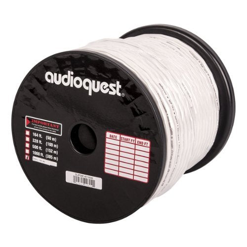 AudioQuest - SLiP/DB-14/2 - 100' CL3/FT4 In-Wall & Direct Burial Rated Bulk Speaker Cable - White/Silver Stripes
