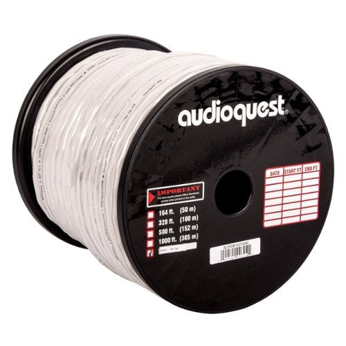 AudioQuest - SLiP/DB-14/2 - 100' CL3/FT4 In-Wall & Direct Burial Rated Bulk Speaker Cable - White/Silver Stripes