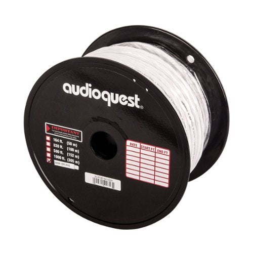 AudioQuest - SLiP/DB-14/4 - 100' CL3/FT4 In-Wall & Direct Burial Rated Bulk Speaker Cable - White/Silver Stripes