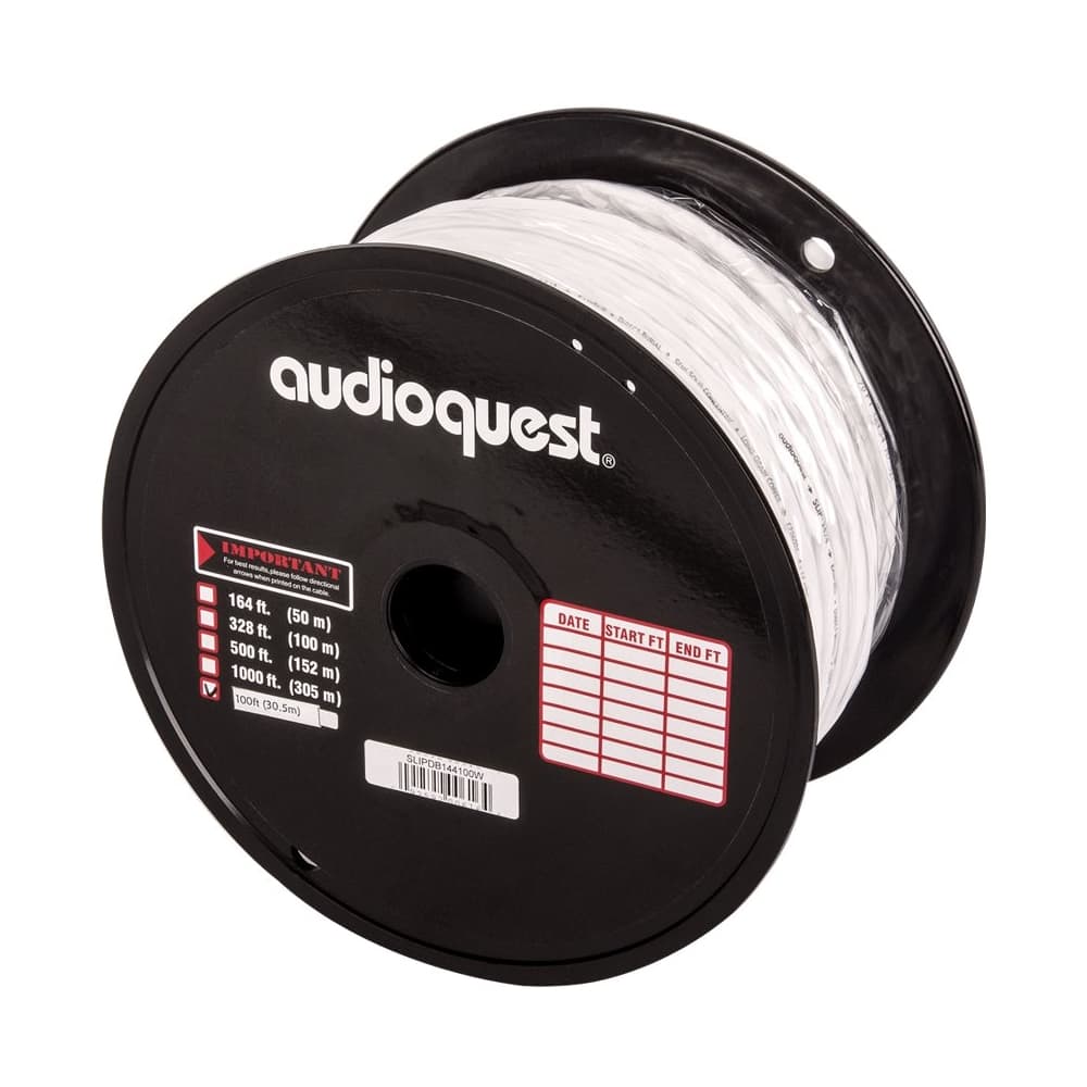 AudioQuest - SLiP/DB-14/4 - 100' CL3/FT4 In-Wall & Direct Burial Rated Bulk Speaker Cable - White/Silver Stripes