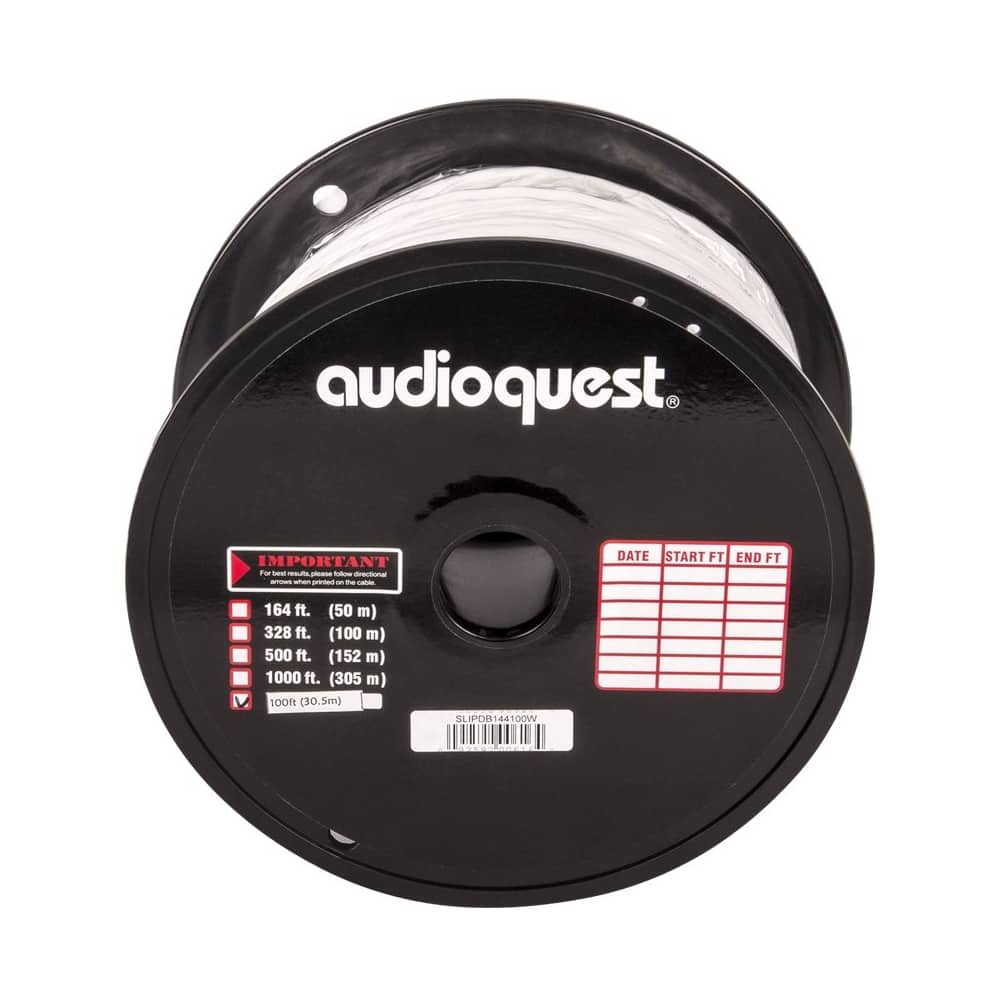 AudioQuest - SLiP/DB-14/4 - 100' CL3/FT4 In-Wall & Direct Burial Rated Bulk Speaker Cable - White/Silver Stripes