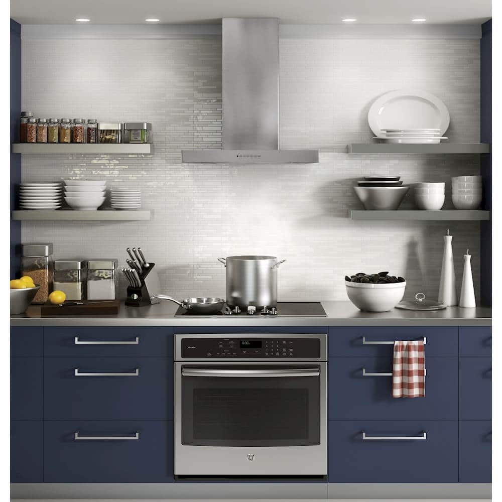 GE - 30 inches - Externally Vented & Recirculating - Wall Range Hood - Stainless Steel