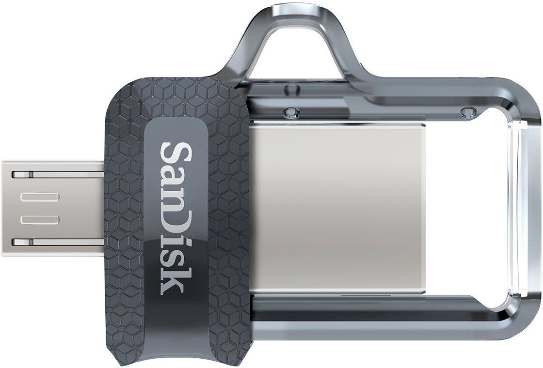SANDISK - Ultra 256GB USB 3.0, Micro USB Flash Drive - Gray / Transparent