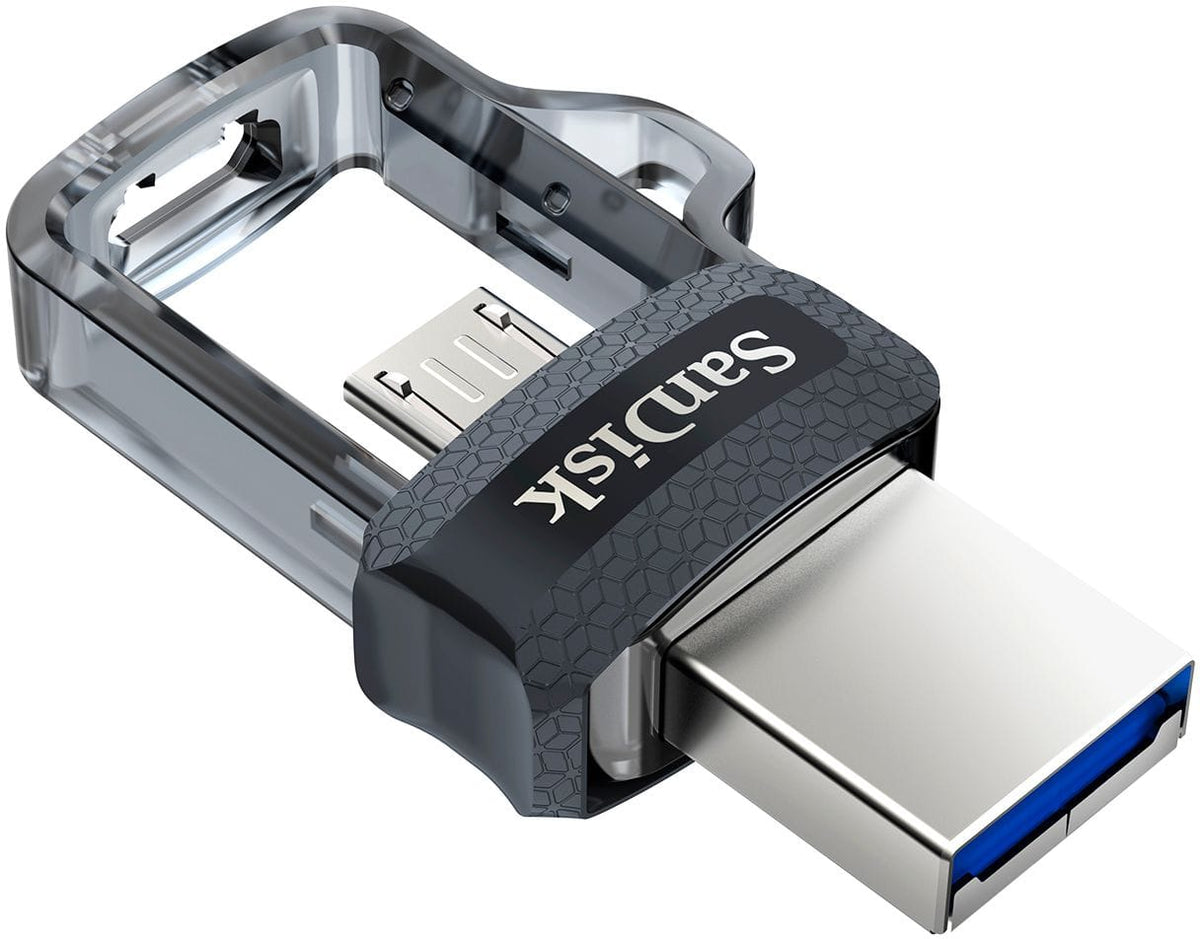 SANDISK - Ultra 256GB USB 3.0, Micro USB Flash Drive - Gray / Transparent