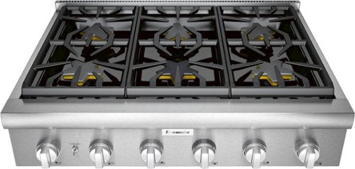 Thermador - Professional Series 36" Gas Rangetop with 6 Pedestal Star Burners and LP Conversion - Stainless Steel