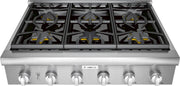 Thermador - Professional Series 36" Gas Rangetop with 6 Pedestal Star Burners and LP Conversion - Stainless Steel