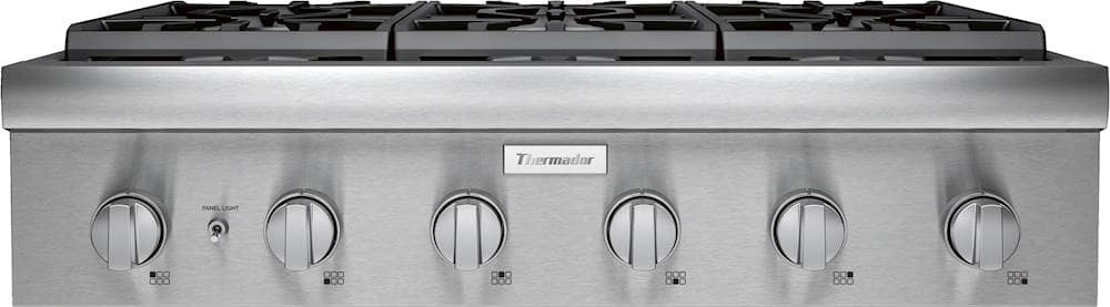 Thermador - Professional Series 36" Gas Rangetop with 6 Pedestal Star Burners and LP Conversion - Stainless Steel