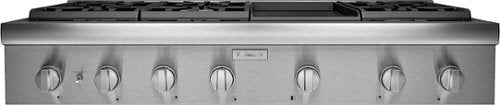 Thermador - Professional 48" Gas Rangetop with 6 Pedestal Star Burners, Griddle and LP Conversion - Silver