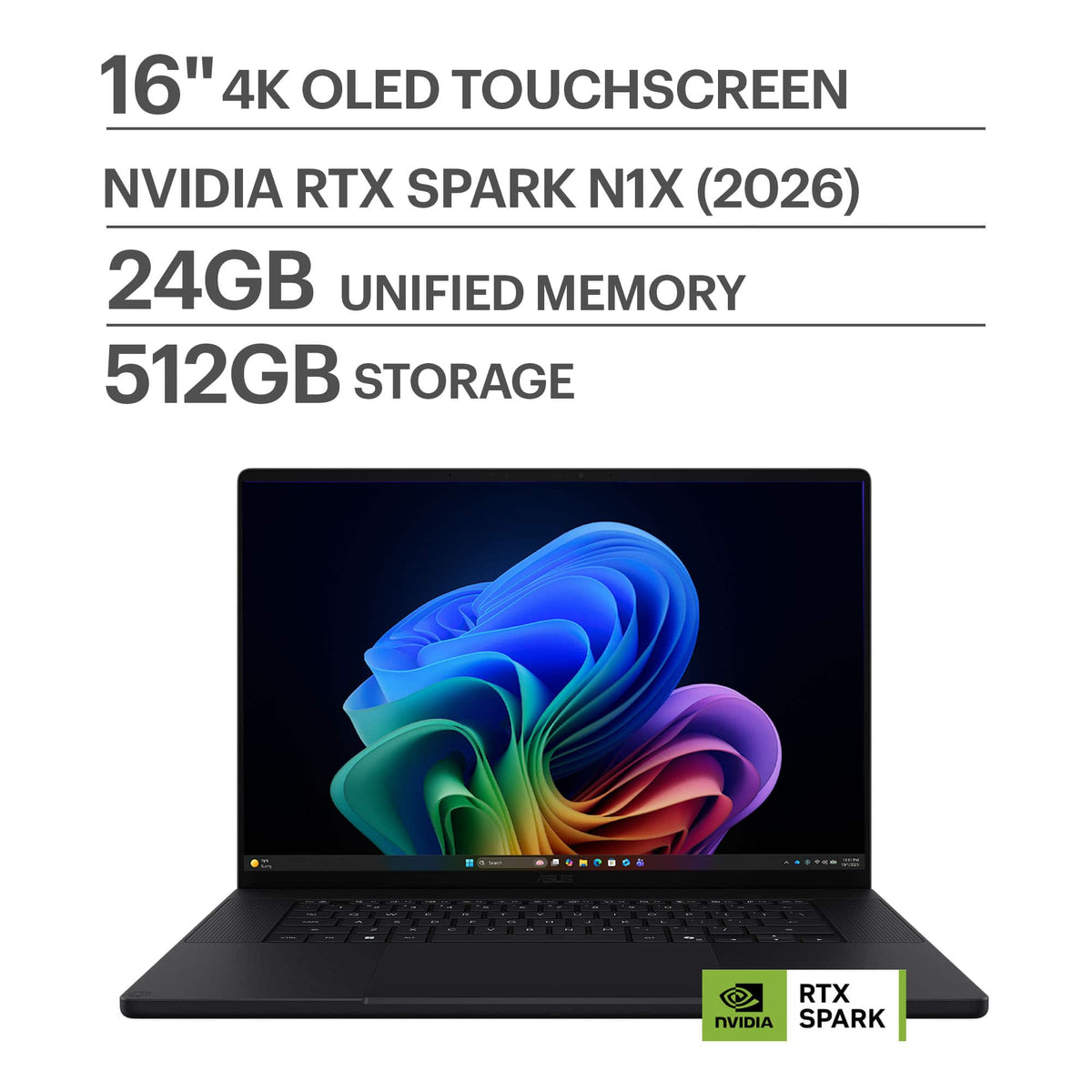 ASUS - ProArt P16 16" 4K OLED Touchscreen Laptop - NVIDIA RTX Spark N1X (2026) - 24GB Memory - 512GB Storage - Copilot+ PC - Nano Black
