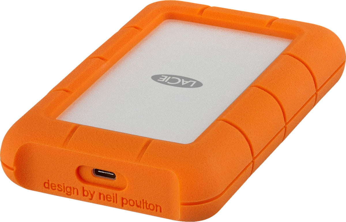 LaCie - Rugged 2TB External USB-C, USB 3.1 Gen 1 Portable Hard Drive - Orange/Silver