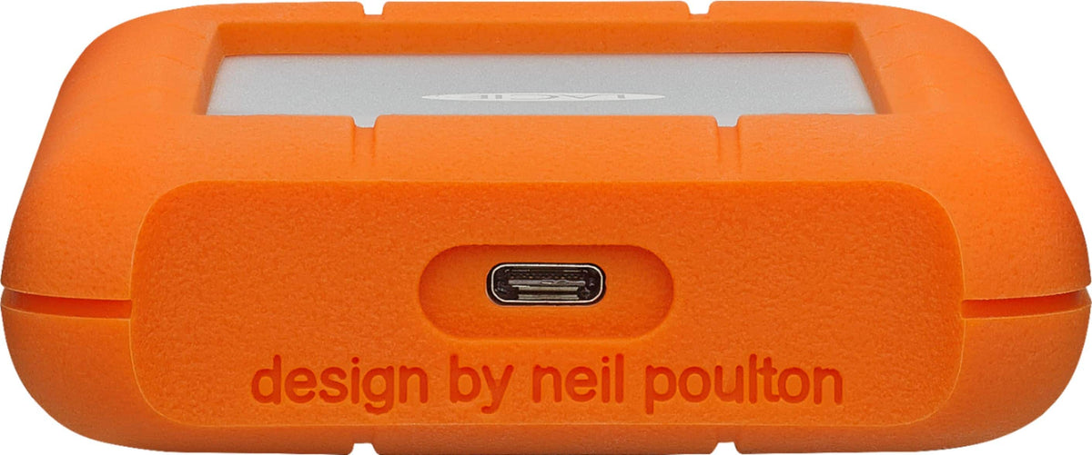 LaCie - Rugged 2TB External USB-C, USB 3.1 Gen 1 Portable Hard Drive - Orange/Silver
