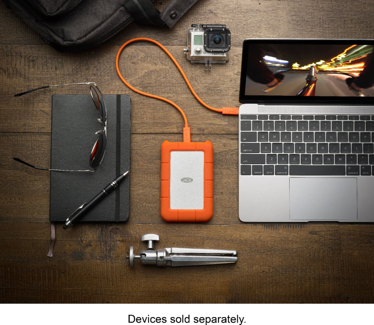 LaCie - Rugged 2TB External USB-C, USB 3.1 Gen 1 Portable Hard Drive - Orange/Silver