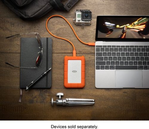 LaCie - Rugged 2TB External USB-C, USB 3.1 Gen 1 Portable Hard Drive - Orange/Silver